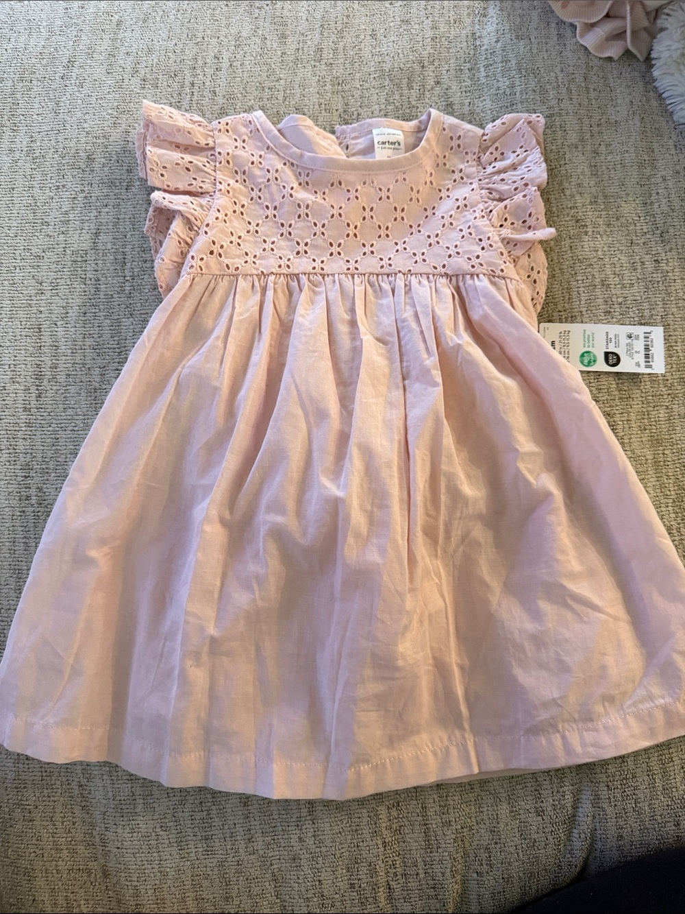 NWT Carter's Light Pink Eyelet Flutter Dress for Girls